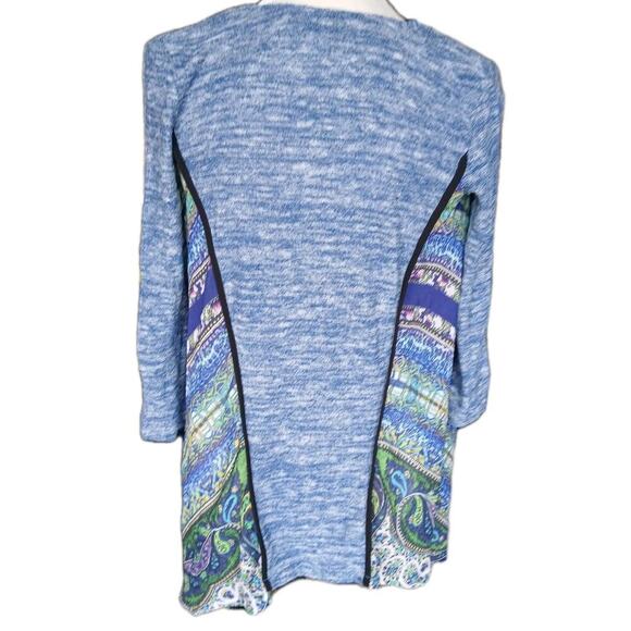 Poeme By Citron Women Size Small Blue Colorful Mixed Media 3/4 Sleeve Blouse USA - Picture 3 of 6